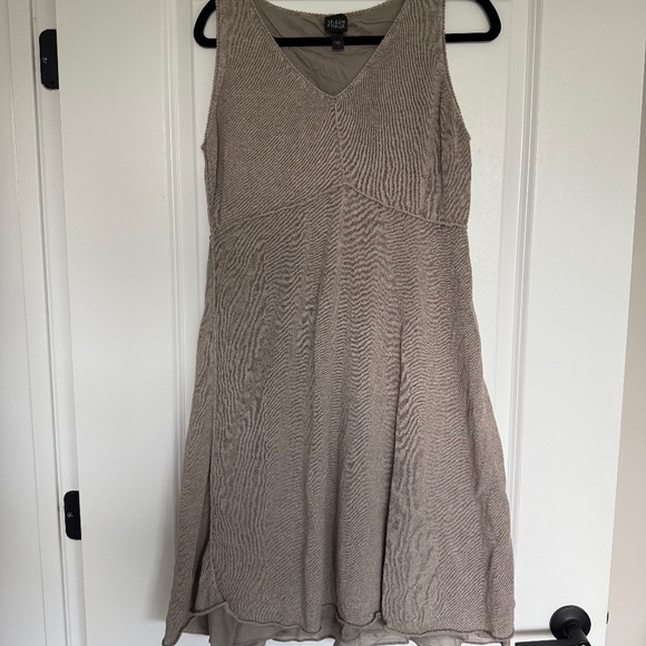 Eileen Fisher Reversible Shift Dress Cotton Linen Taupe Beige size Large - Picture 1 of 6